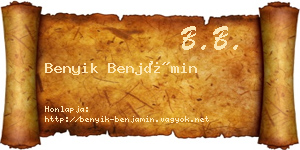 Benyik Benjámin névjegykártya